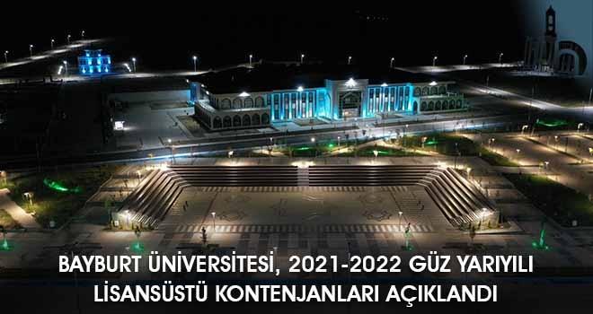 Bayburt Üniversitesi, 2021-2022 Güz Yarıyılı Lisansüstü Kontenjanları Açıklandı