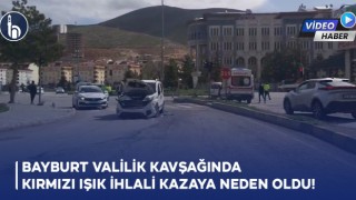 Bayburt Valilik Kavşağında Kırmızı Işık İhlali Kazaya Neden Oldu!