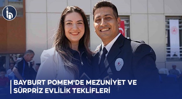 Bayburt POMEM'de Mezuniyet ve Sürpriz Evlilik Teklifleri