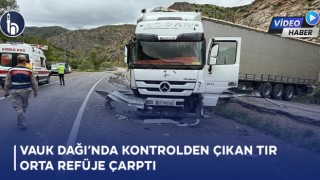 Bayburt'tan Gümüşhane İstikametinde Vauk Dağı’nda Kontrolden Çıkan Tır Orta Refüje Çarptı